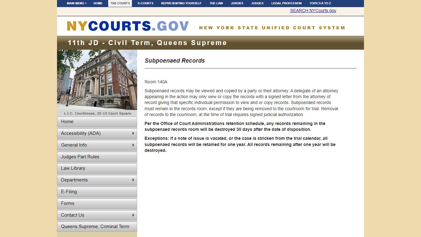 Subpoenaed Records | NYCOURTS.GOV - Judiciary of New York